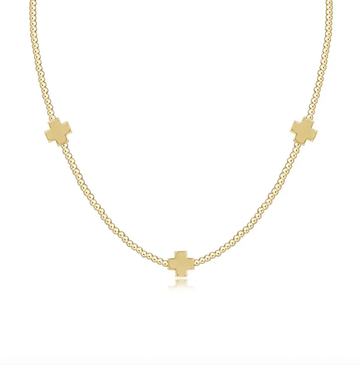 15" Choker Beaded - Signature Cross 2Mm Gold - Gold 1