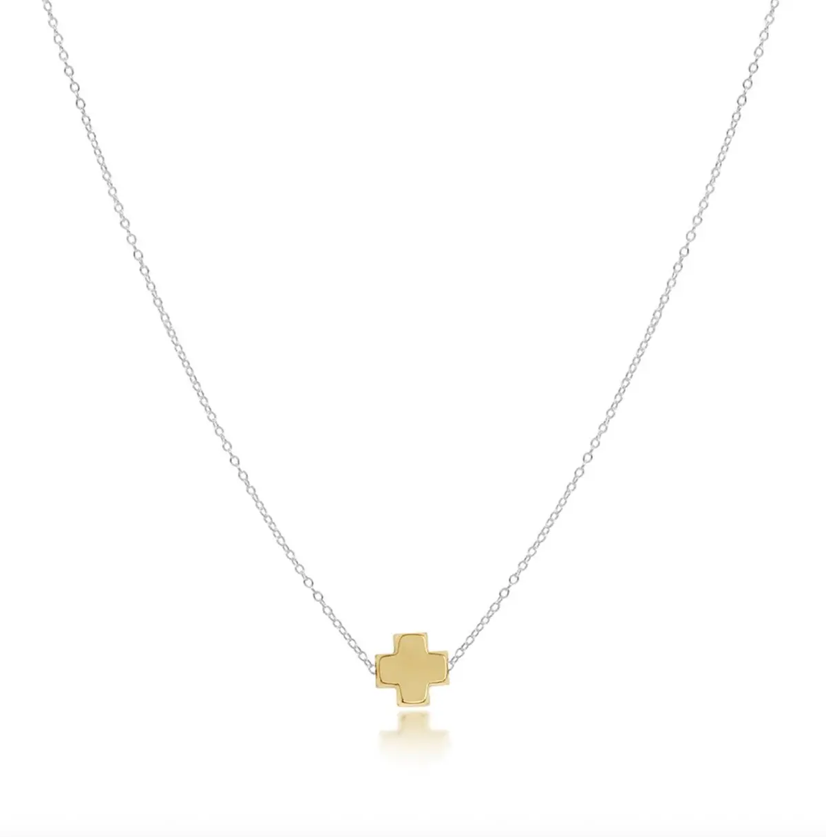 16" Necklace Mixed Metal - Signature Cross Gold 1