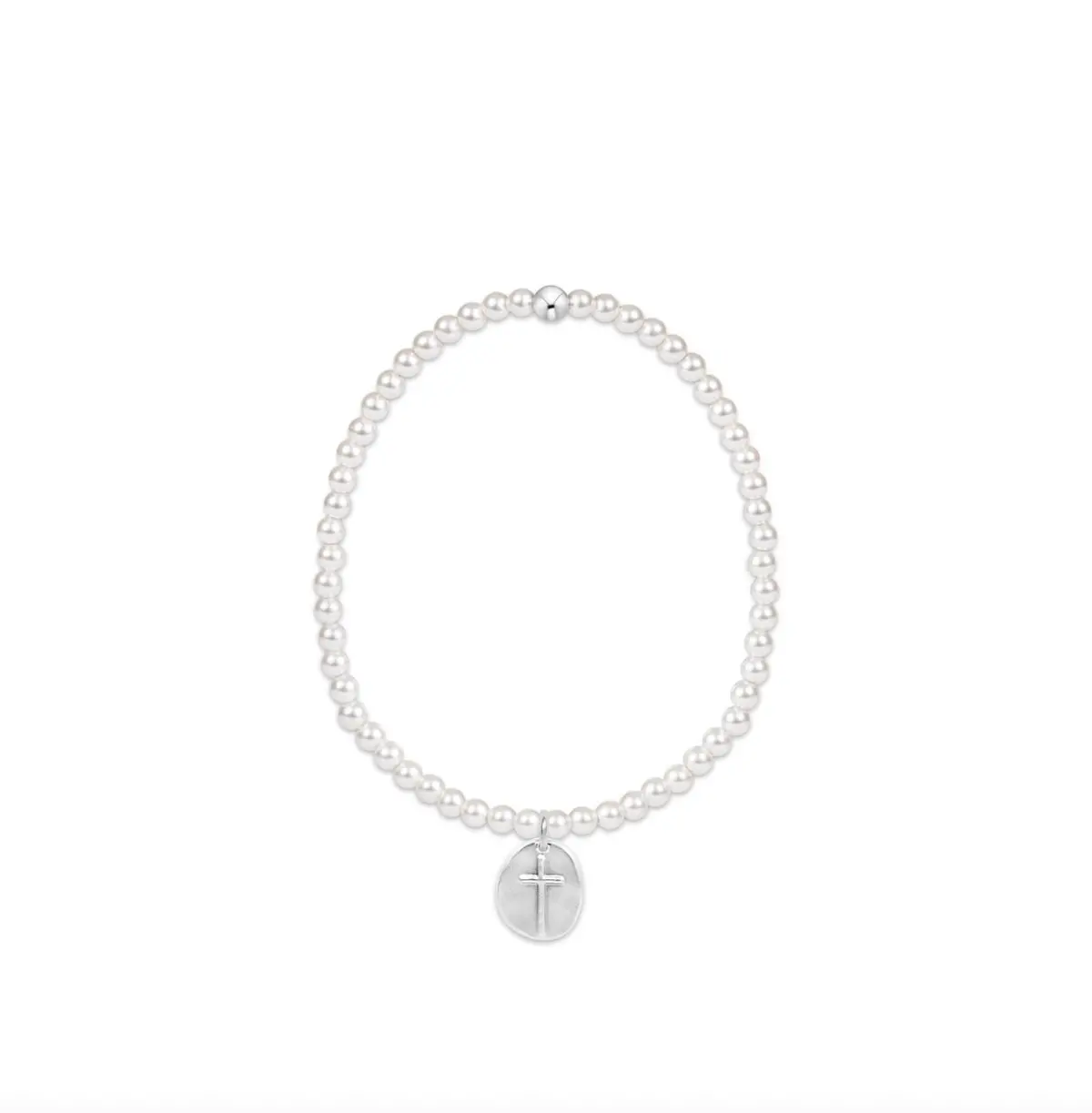 Classic Pearl 3Mm Bracelet - Inspire Small Sterling Disc 1