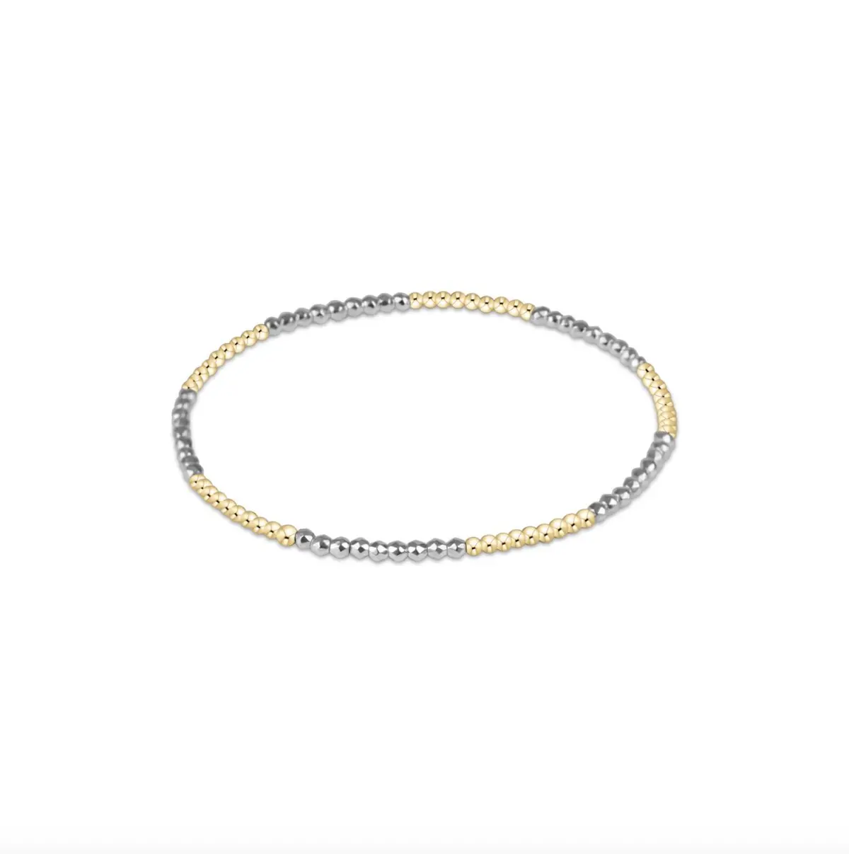 Blissful Pattern 2Mm Bead Bracelet - Bright Silver Faceted Hematite 1