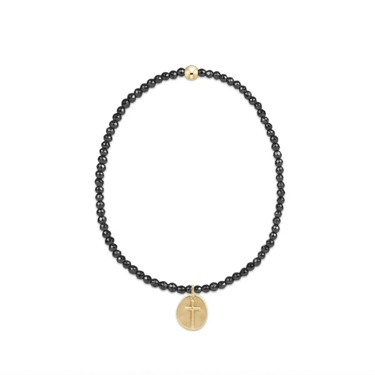 Faceted Hematite 2Mm Bead Bracelet - Inspire Small Gold Charm 1