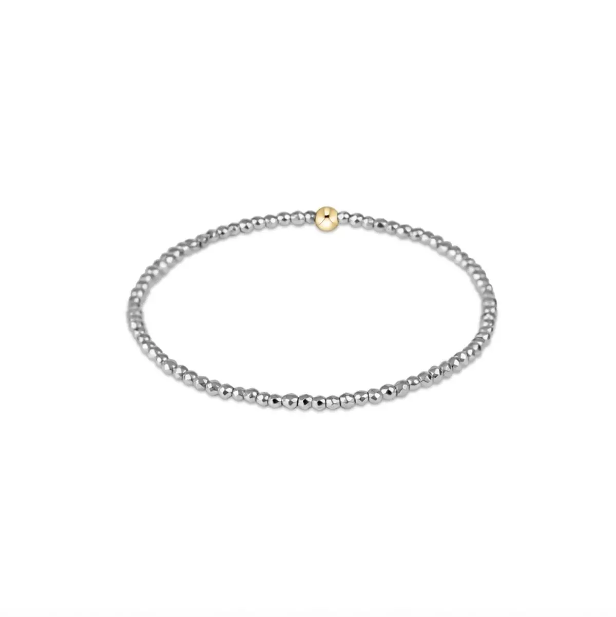 Silver Faceted Hematite 2Mm Bead Bracelet 1