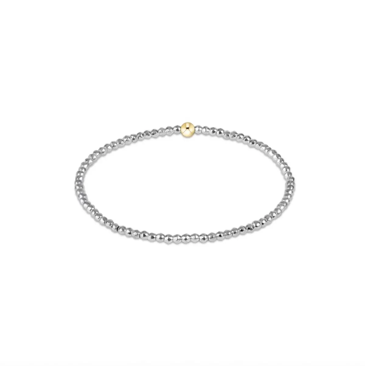 Bright Silver Faceted Hematite 2Mm Bead Bracelet 1