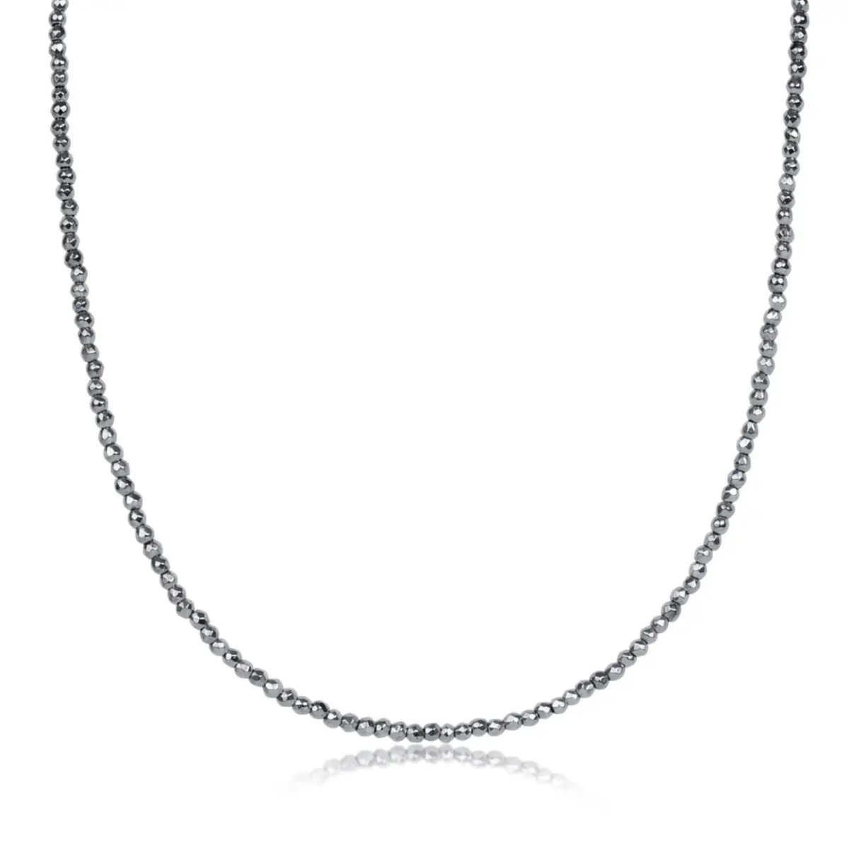 17" Choker Silver Faceted Hematite 2Mm Bead 1