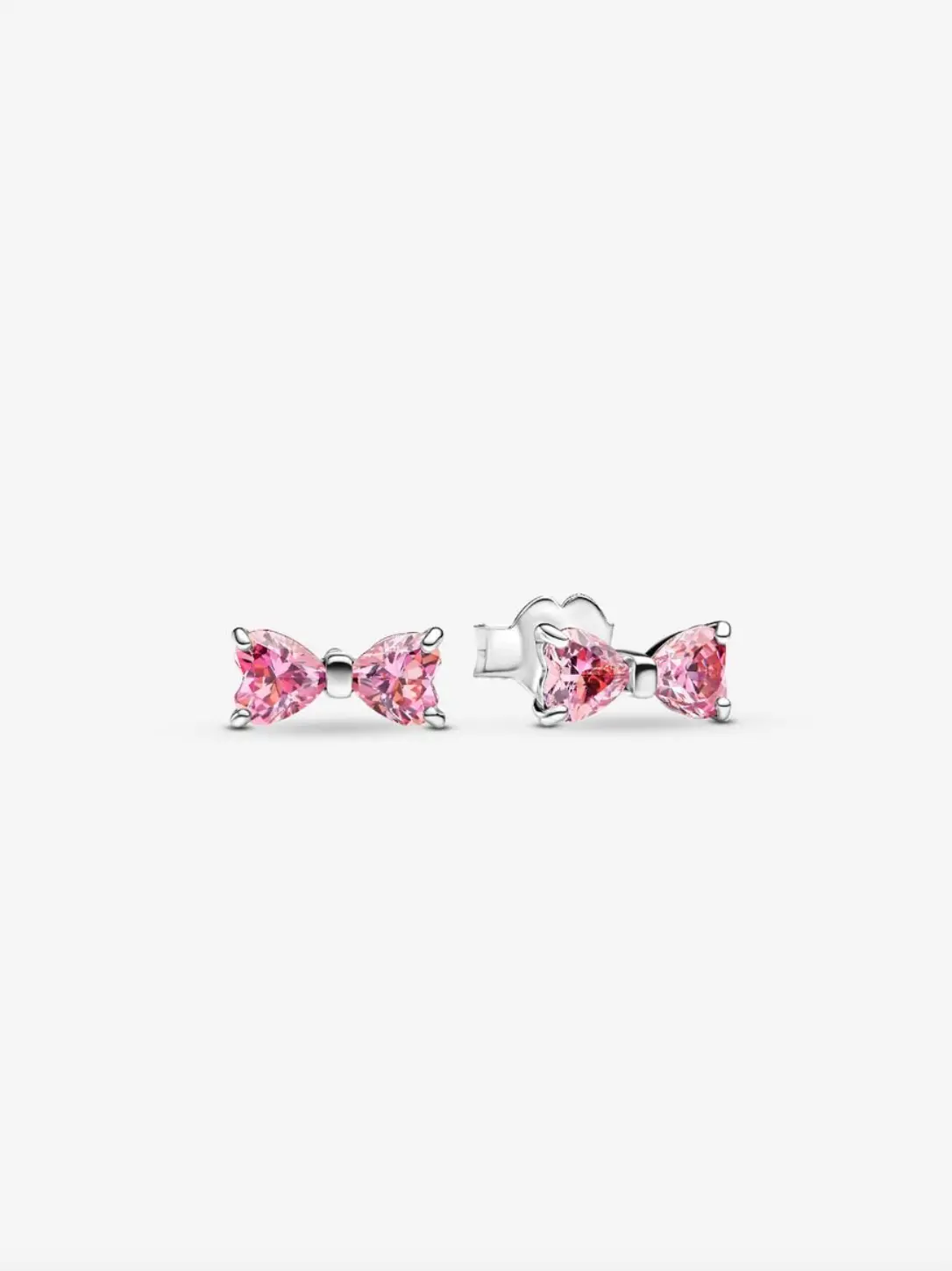 Sparkling Pink Bow Stud Earrings 1