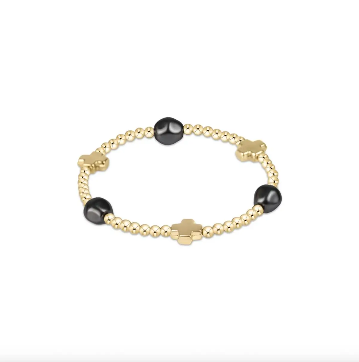 Signature Cross Admire Gold Pattern 3Mm Bead Bracelet 1