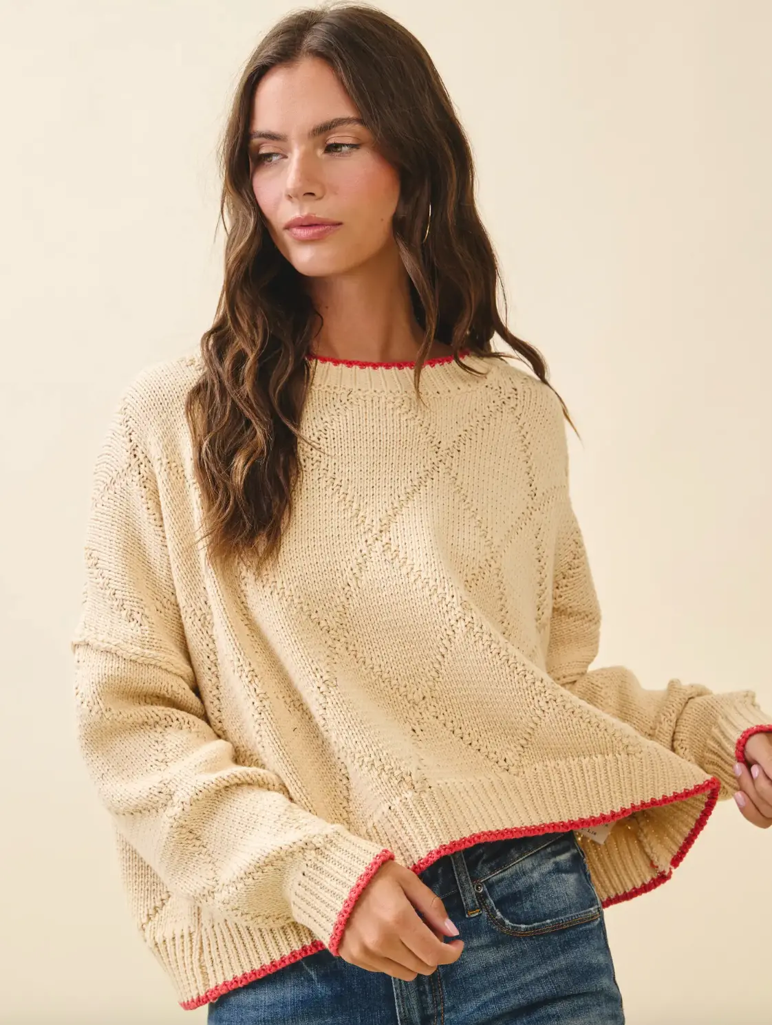 Diamond Knit Pullover Sweater 1