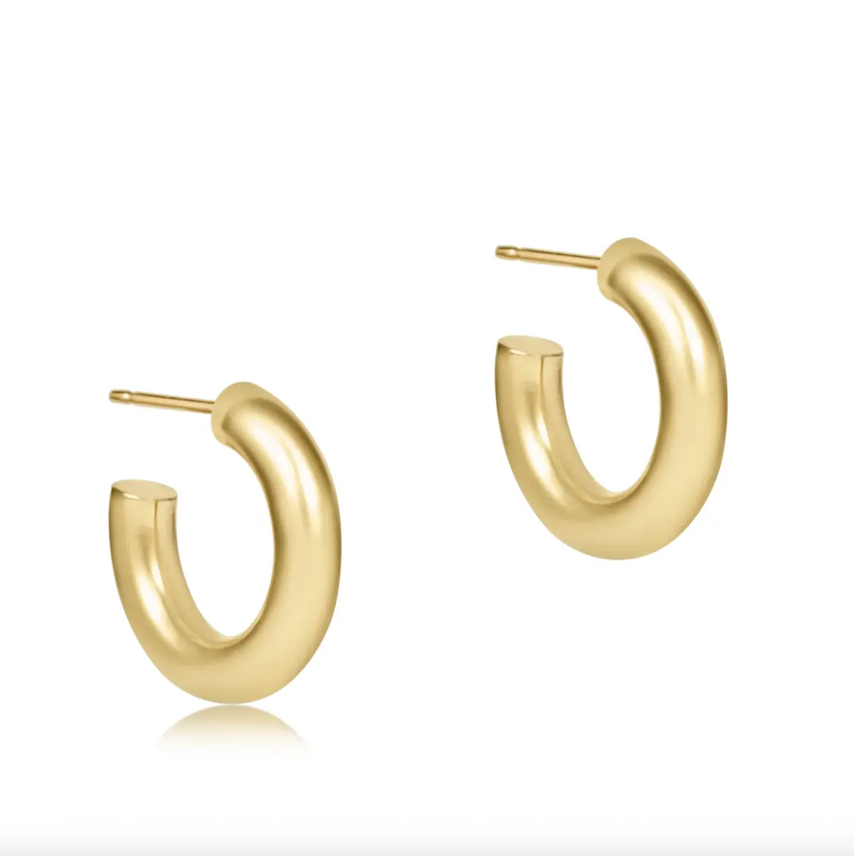 Round Gold 0.5" Post Hoop - 4Mm - Smooth 1