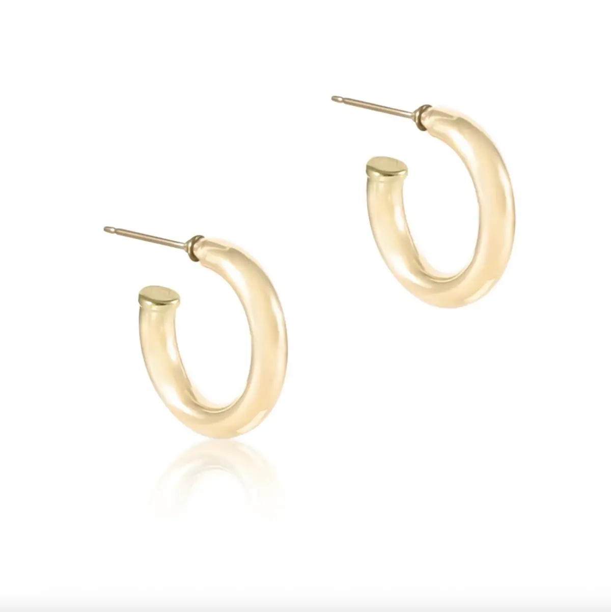 Round Gold 1" Post Hoop - 4Mm - Smooth 1