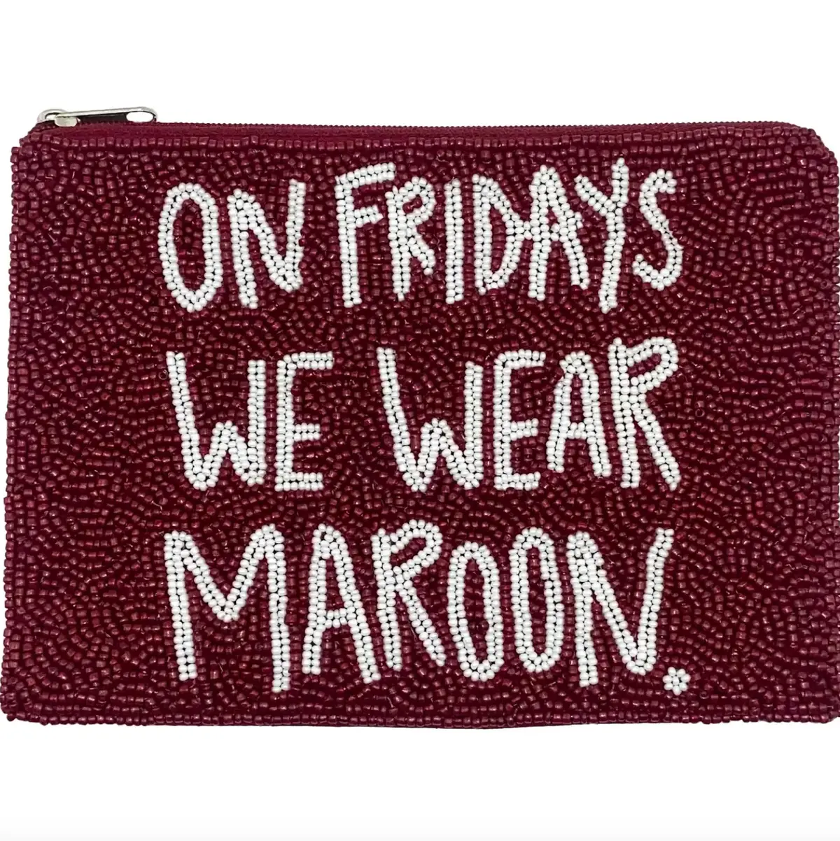 "On Fridays We Wear Maroon" Beaded Pouch 1