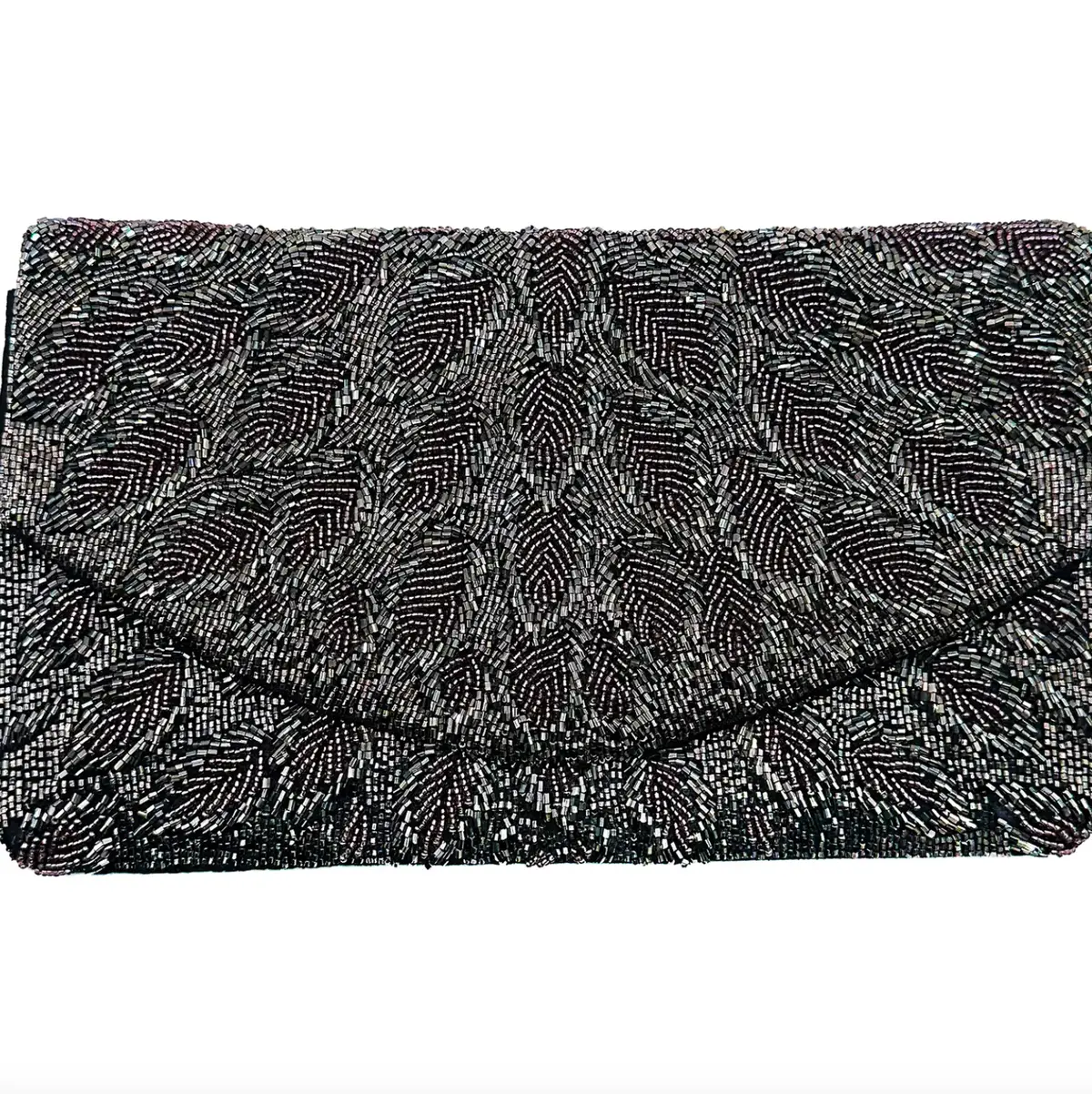 Black Feather Beaded Clutch 1