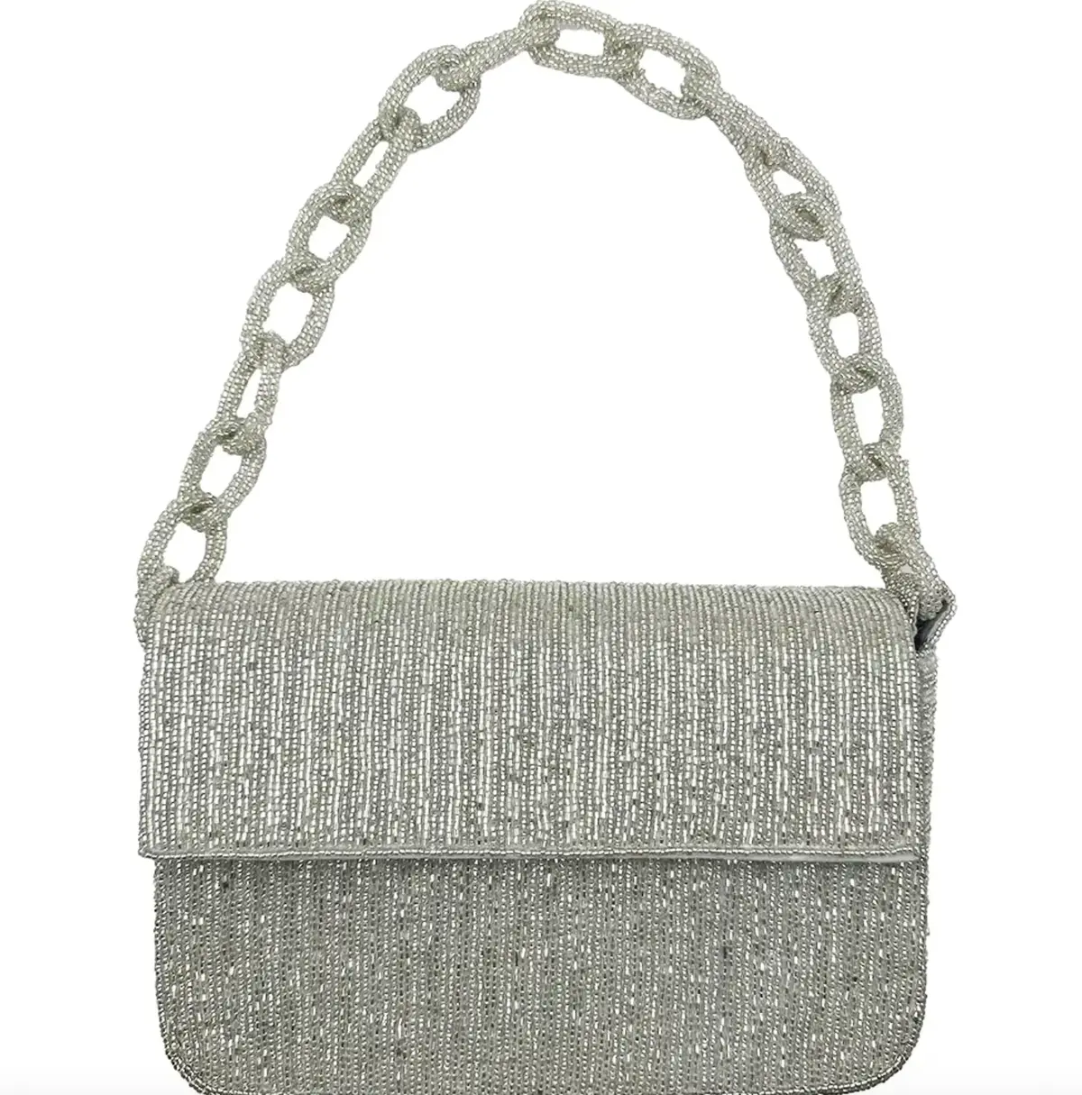 Silver Chained Beaded Shoulder Bag 1