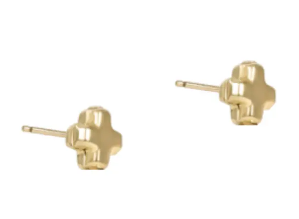 Signature Cross Small Gold Stud - Gold 1
