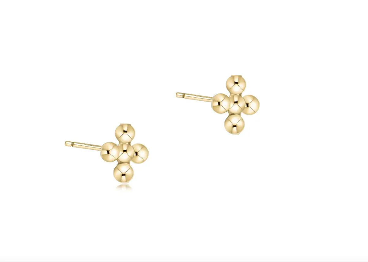 Signature Cross Beaded Small Gold Stud 1