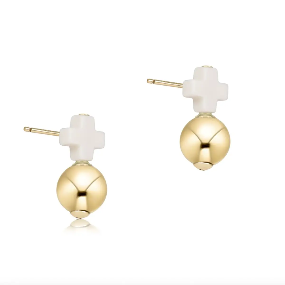 Signature Cross Small Off-White Stud - Classic Gold 1