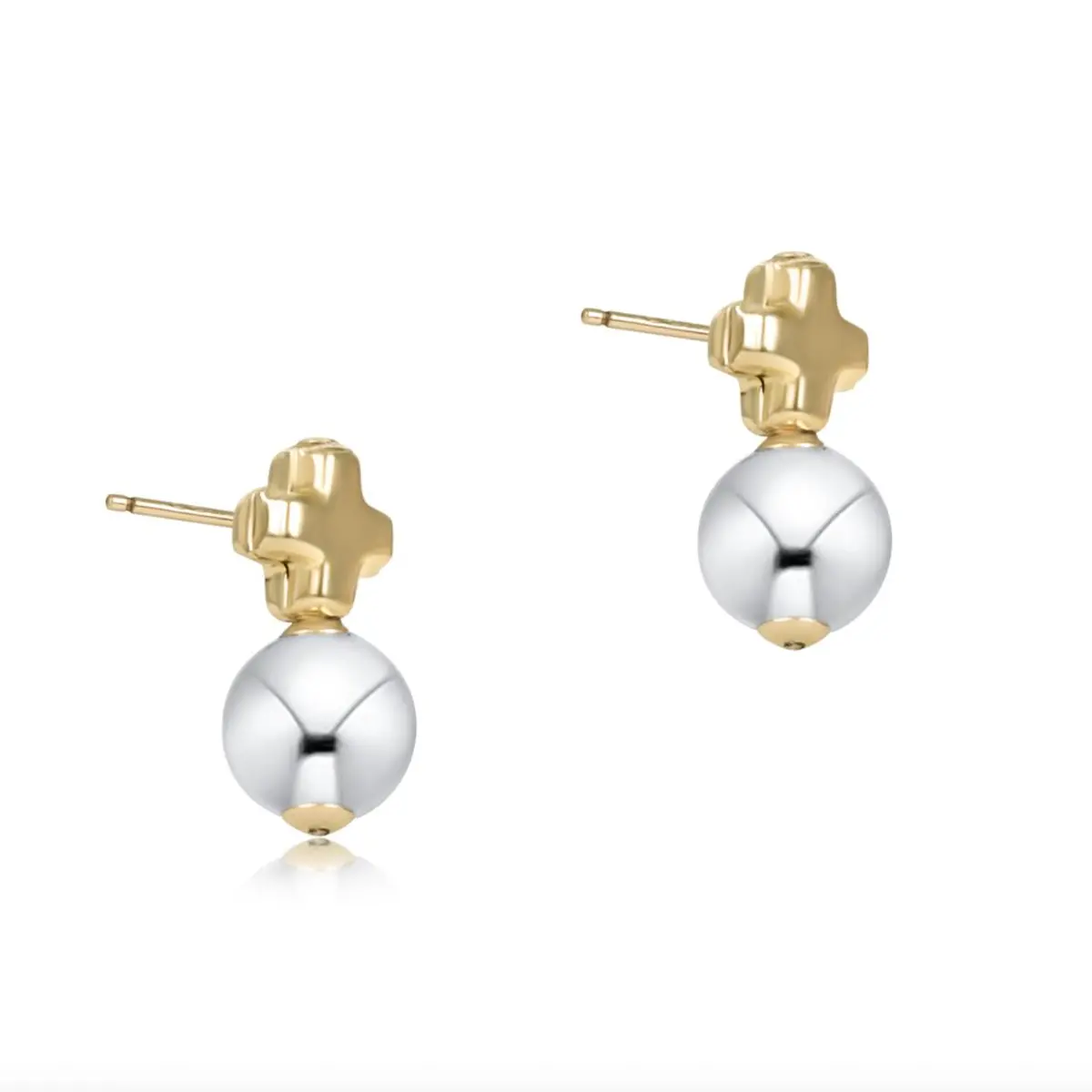 Signature Cross Small Mixed Metal Stud - Classic Sterling 1