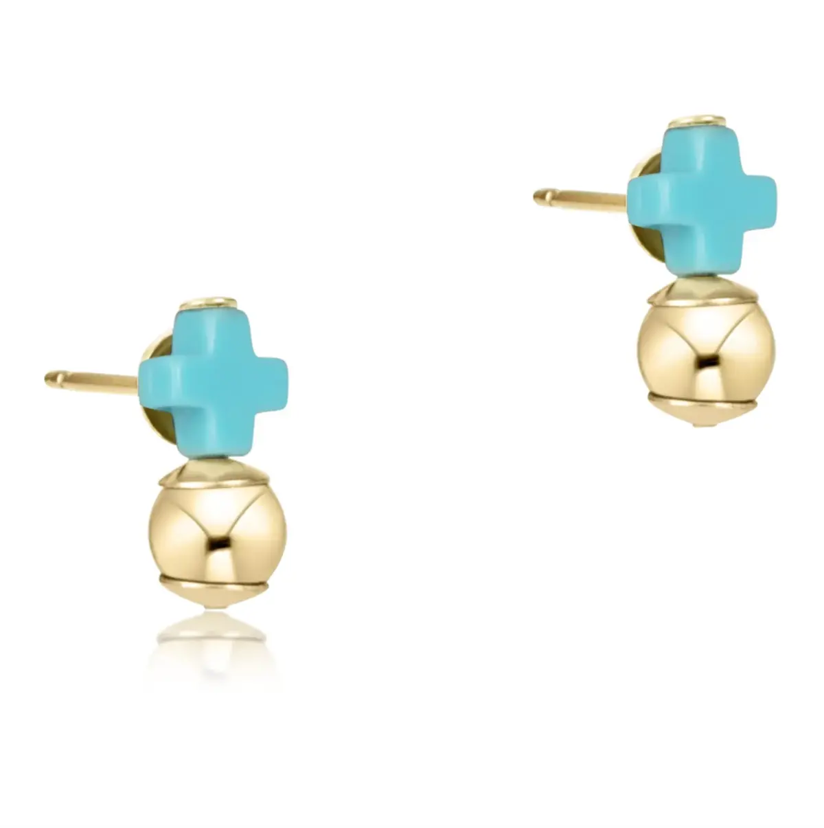Signature Cross Turquoise Stud - Classic Gold 1