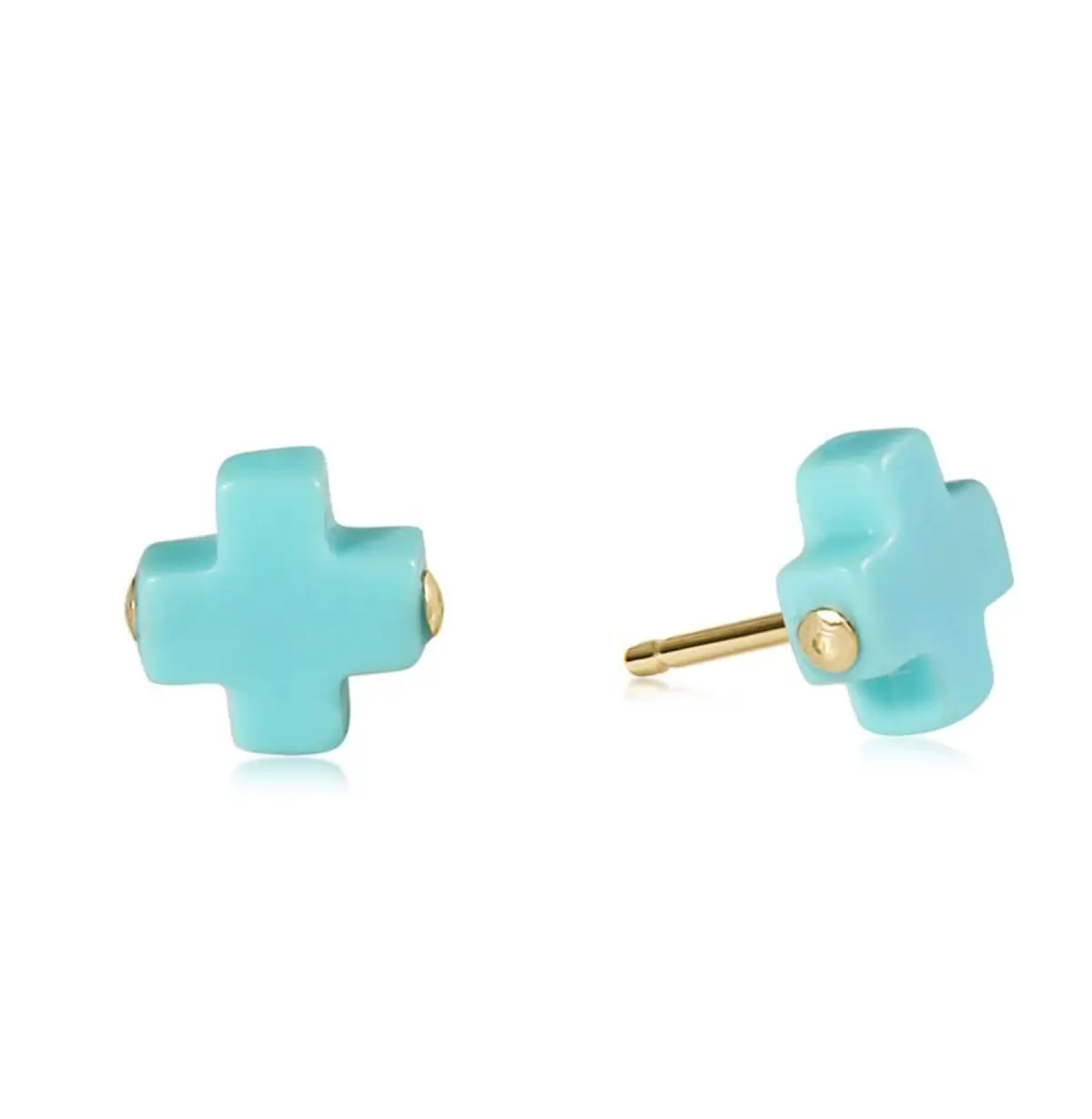 Signature Cross Stud - Turquoise 1
