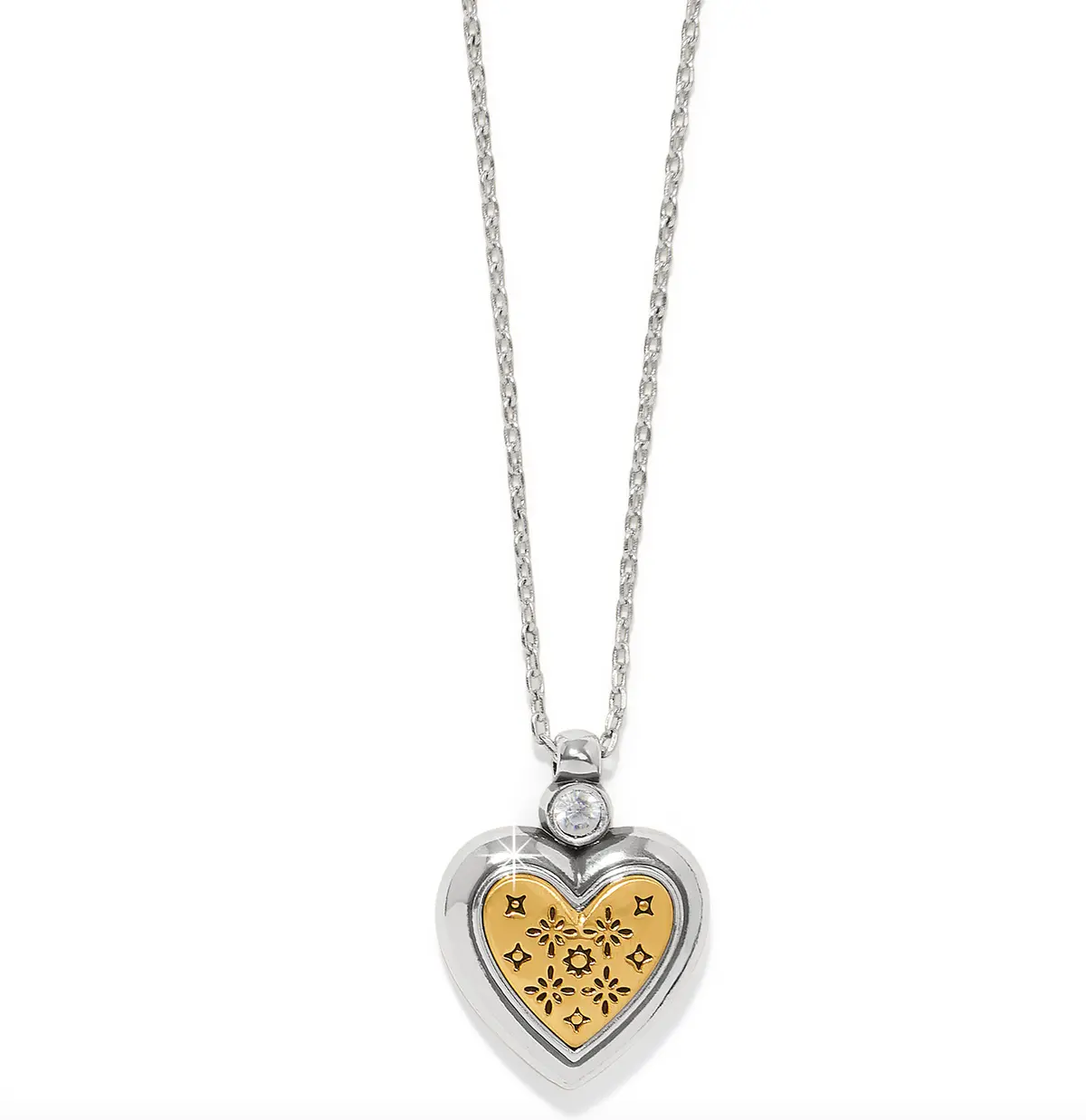 Mosaic Heart Two Tone Petite Necklace 1
