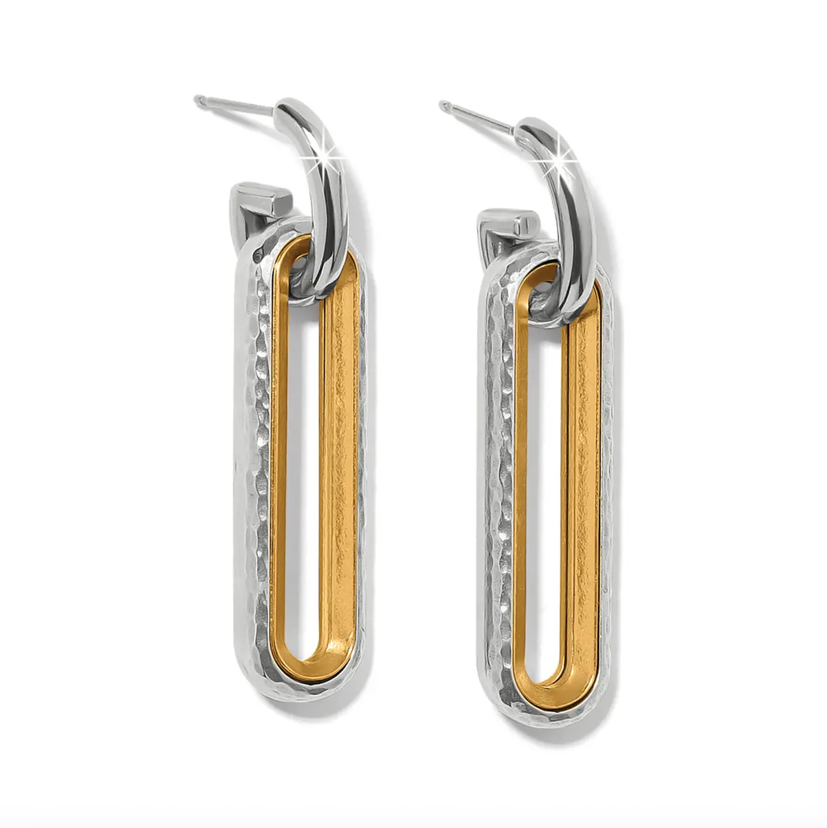 Medici Two Tone Long Post Drop Earrings 1