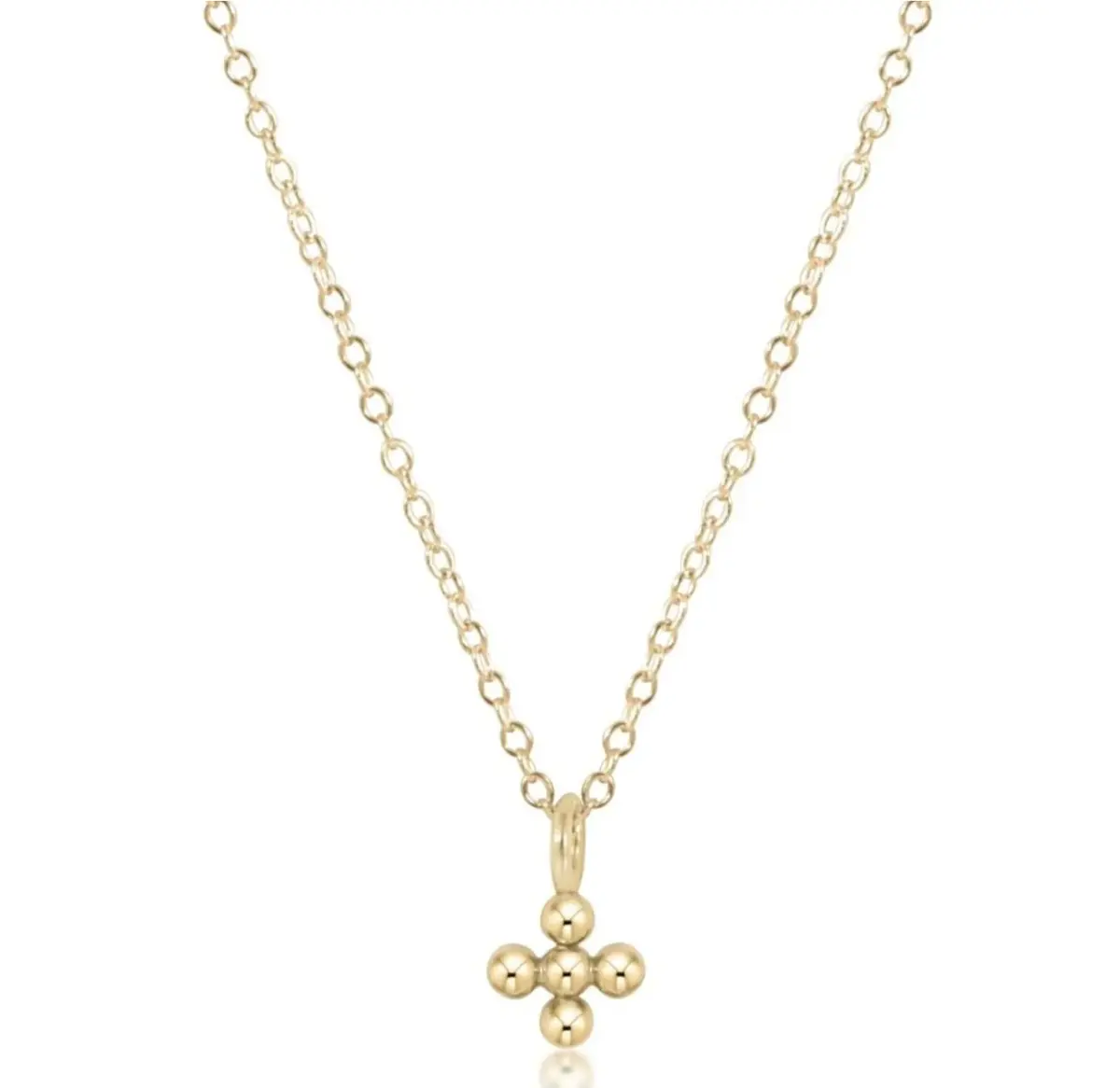 16" Necklace Gold - Signature Cross Beaded Small Gold Charm 1