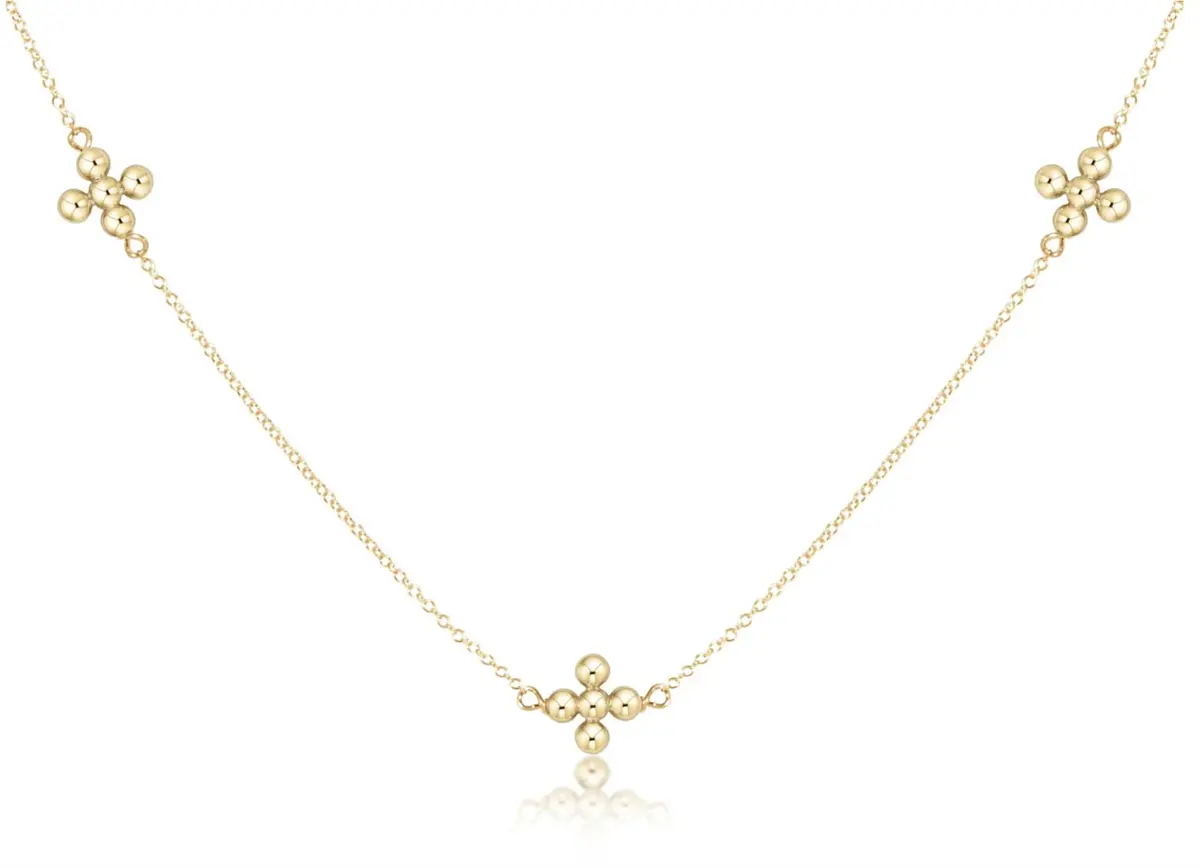 17" Choker Simplicity Chain Gold - Classic Beaded Signature Cross Gold 1