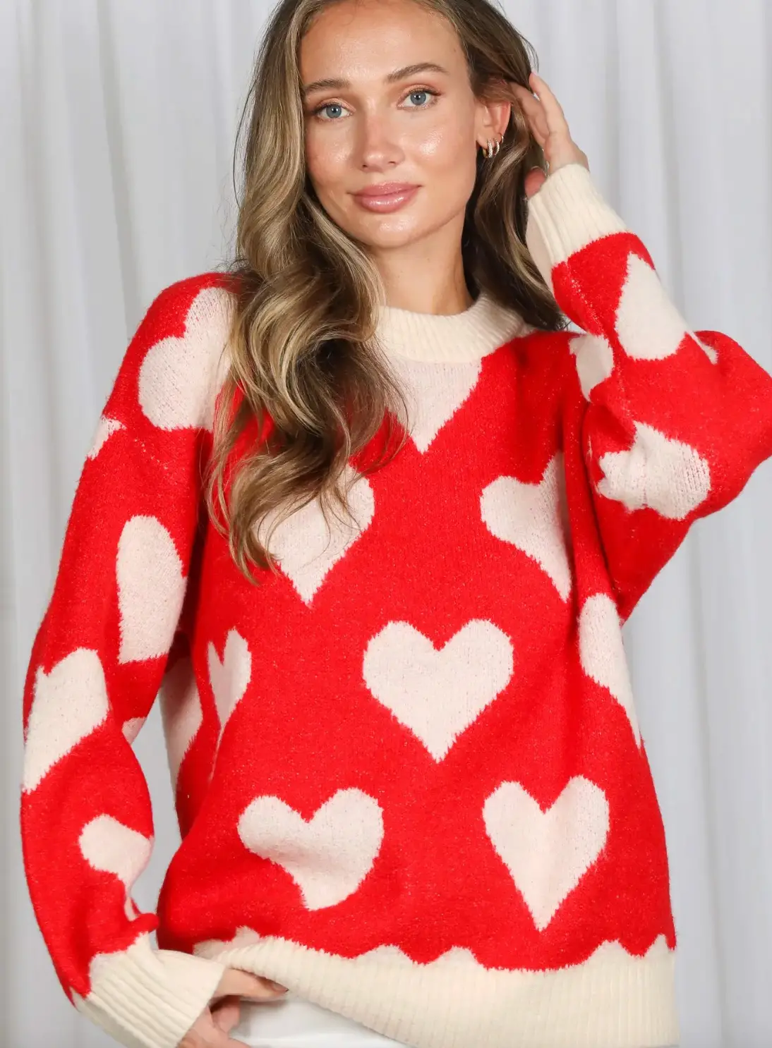 Heart Print Pullover Sweater 1