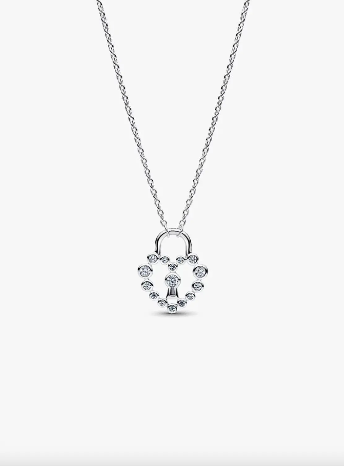 Sparkling Heart Padlock Pendant Necklace 1