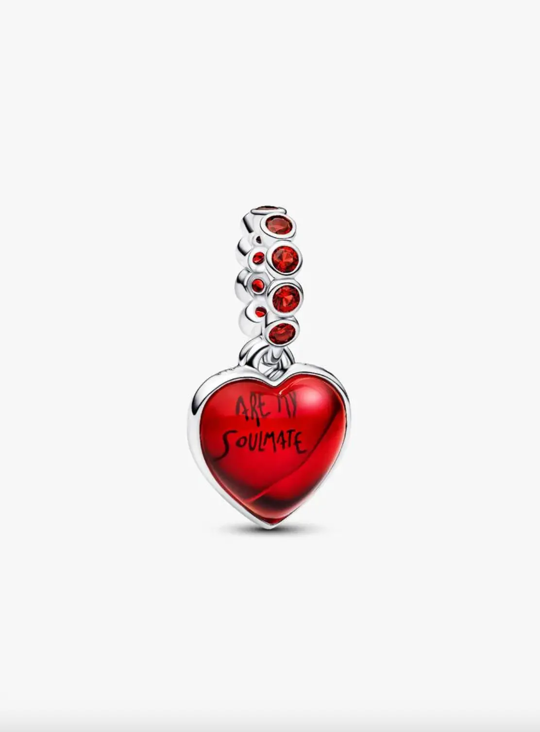 Red Murano Glass Heart Double Dangle Charm 1
