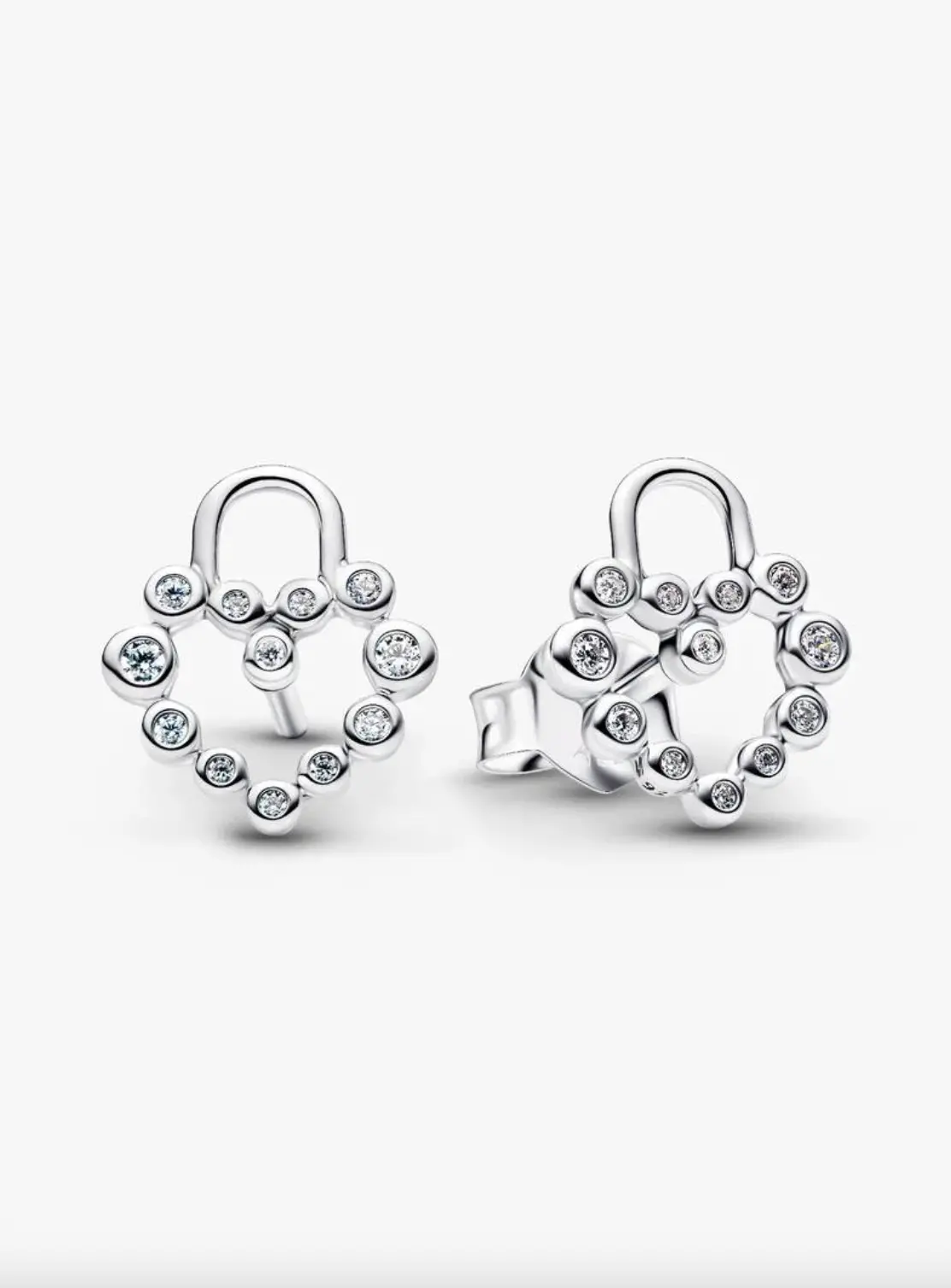 Sparkling Heart Padlock Stud Earrings 1