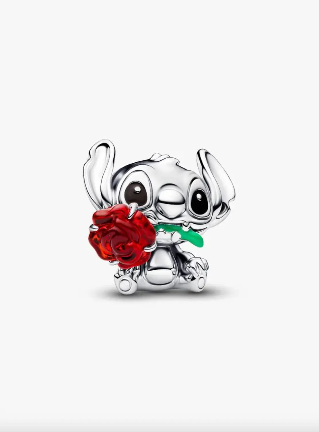 Disney Stitch Rose Murano Glass Charm 1