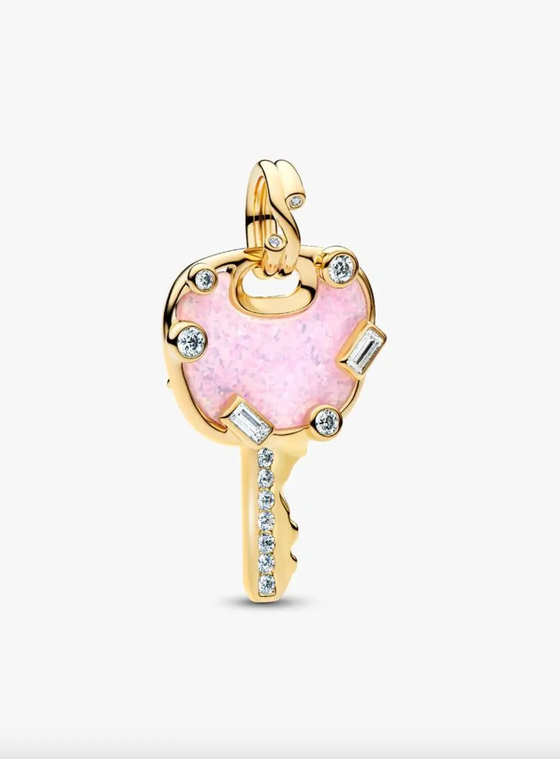 Opalescent Pink Love Key Large Dangle Charm 1