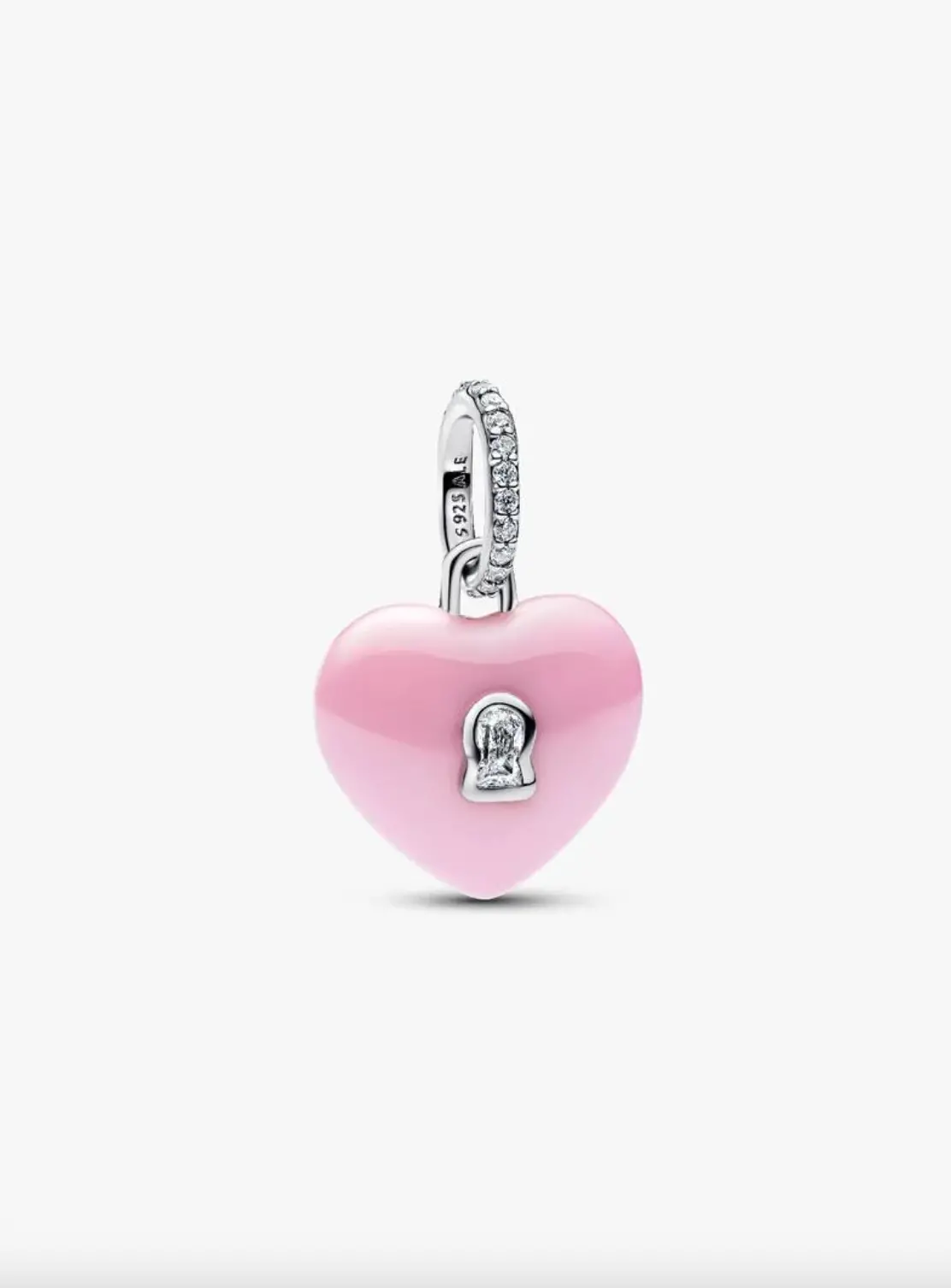 Pink Ceramic Heart Padlock Dangle Charm 1