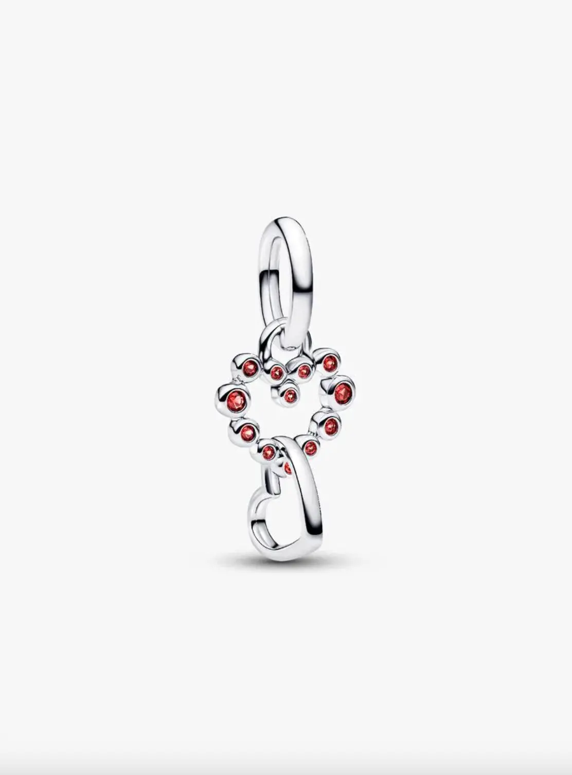 Connected Hearts & Red Stones Dangle Charm 1