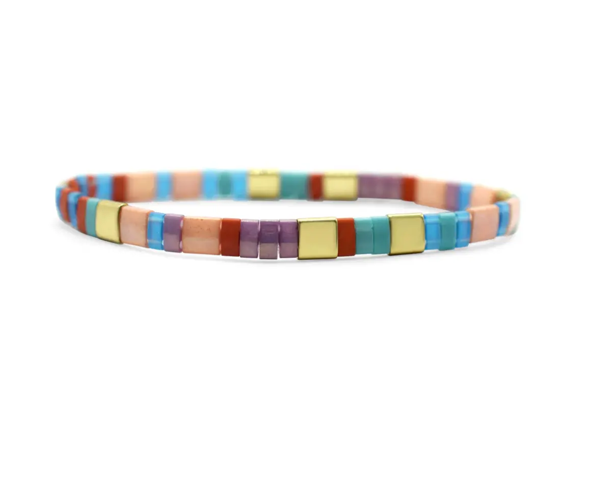 Celebrate - Morse Code Tila Beaded Bracelet - Colorful Confetti 1