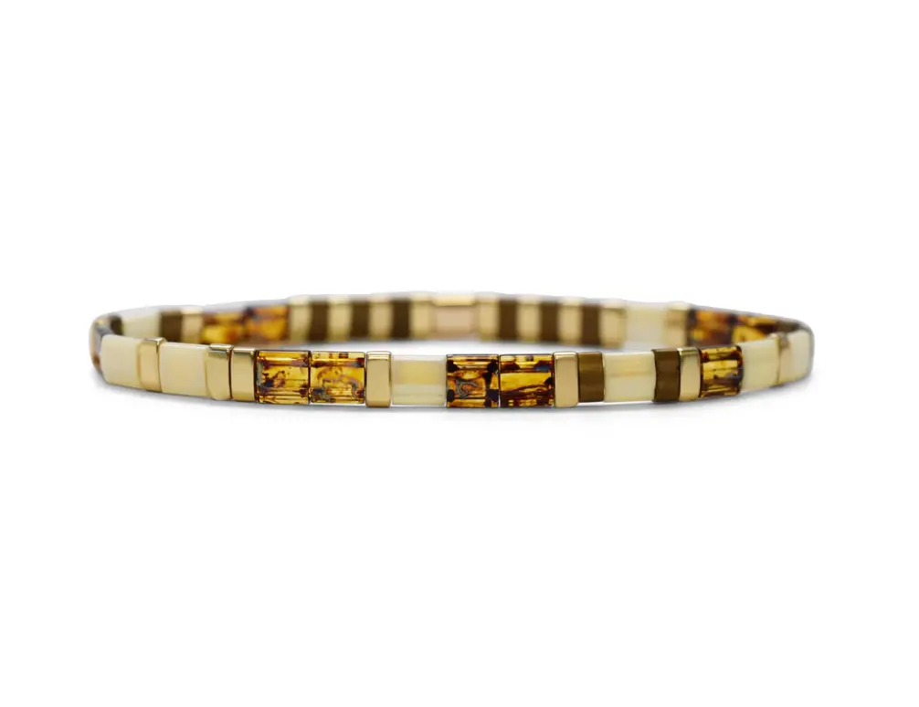 Grandma - Morse Code Tila Beaded Bracelet - Terrific Tortoise 1
