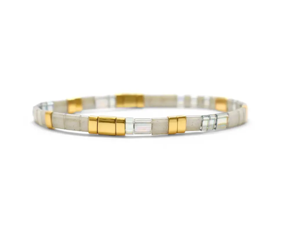 Gratitude - Morse Code Tila Beaded Bracelet - Marvelous Metallic 1