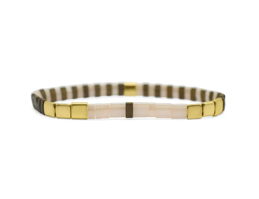 I Love You - Morse Code Tila Beaded Bracelet - Bonding Bronze 1