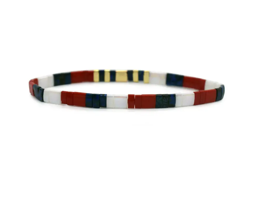 Usa - Morse Code Tila Beaded Bracelet 1