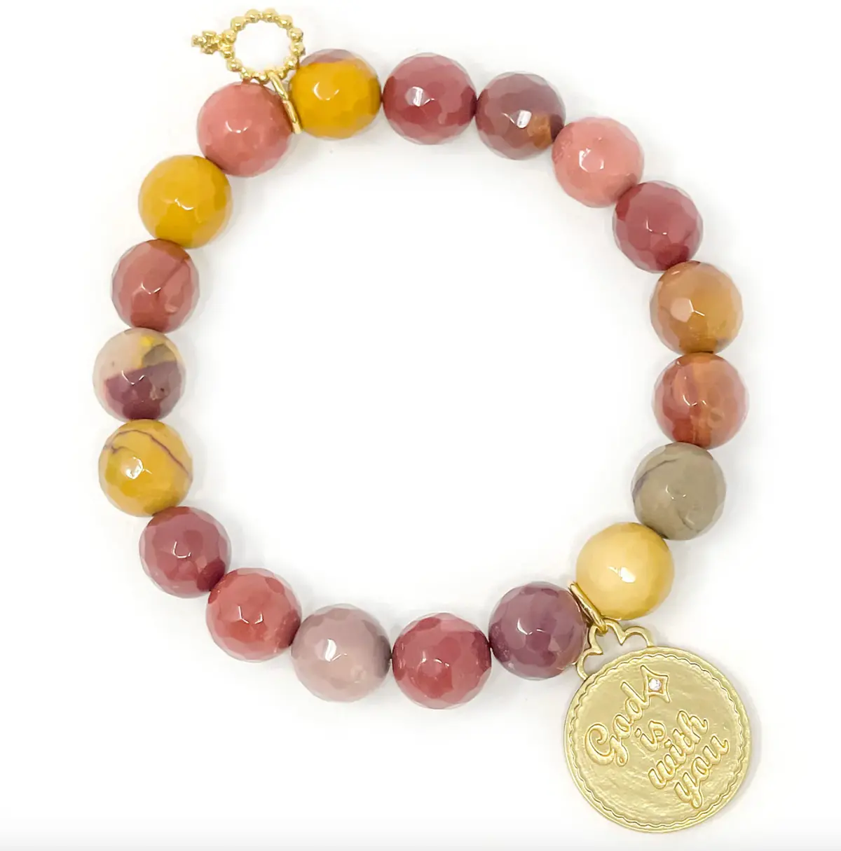 10Mm Faceted Mookaite With God Is With You 1