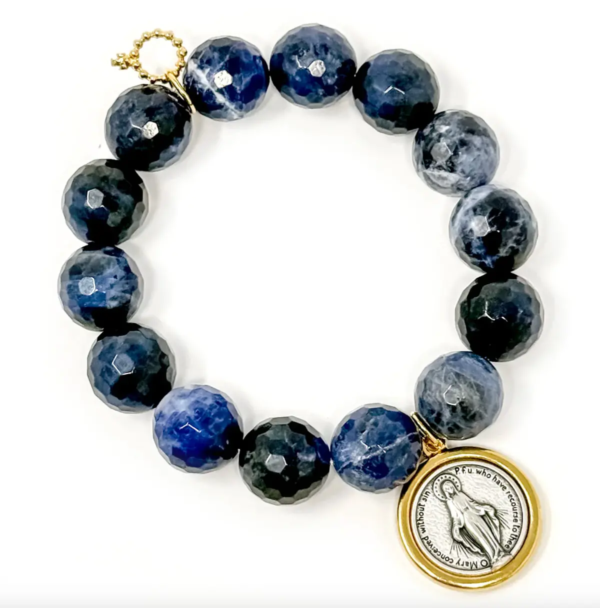 Faceted Dumortierite With Two Toned Blessed Mother 1