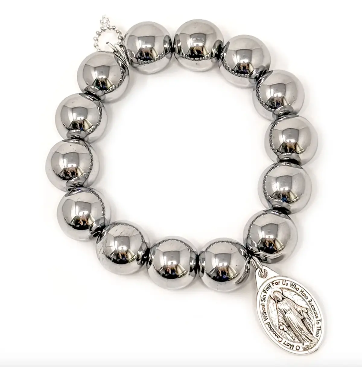 Silver Hematite With Silver Blessed Mother 1