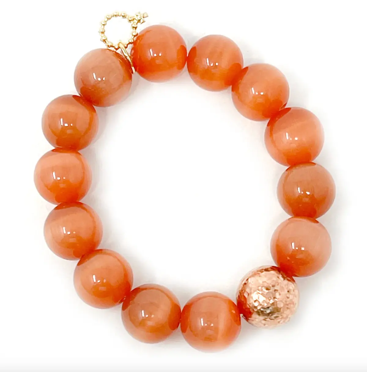 Cinnamon Calcite With Brass Hammered Ball 1