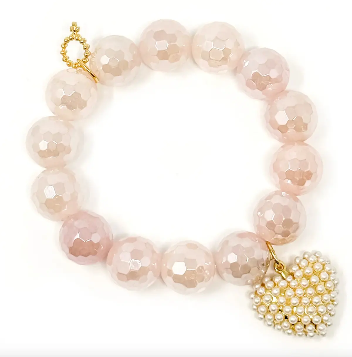 Faceted Iridescent Rose Quartz With Pearl Of My Heart 1