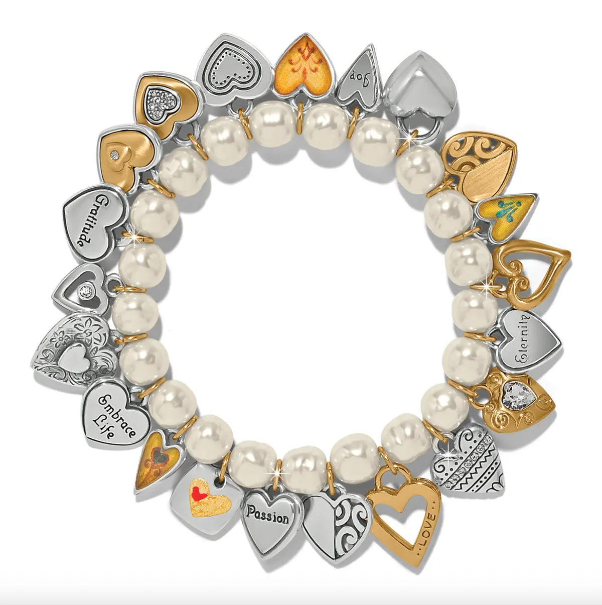 One Heart Pearl Stretch Bracelet 1