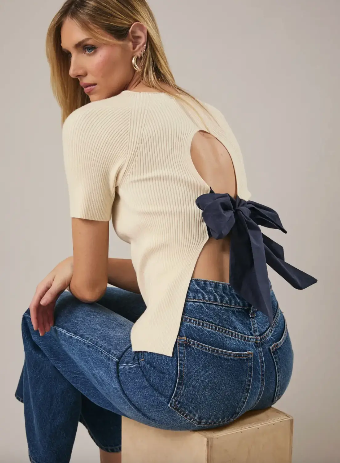 Back Tie Knit Top 1