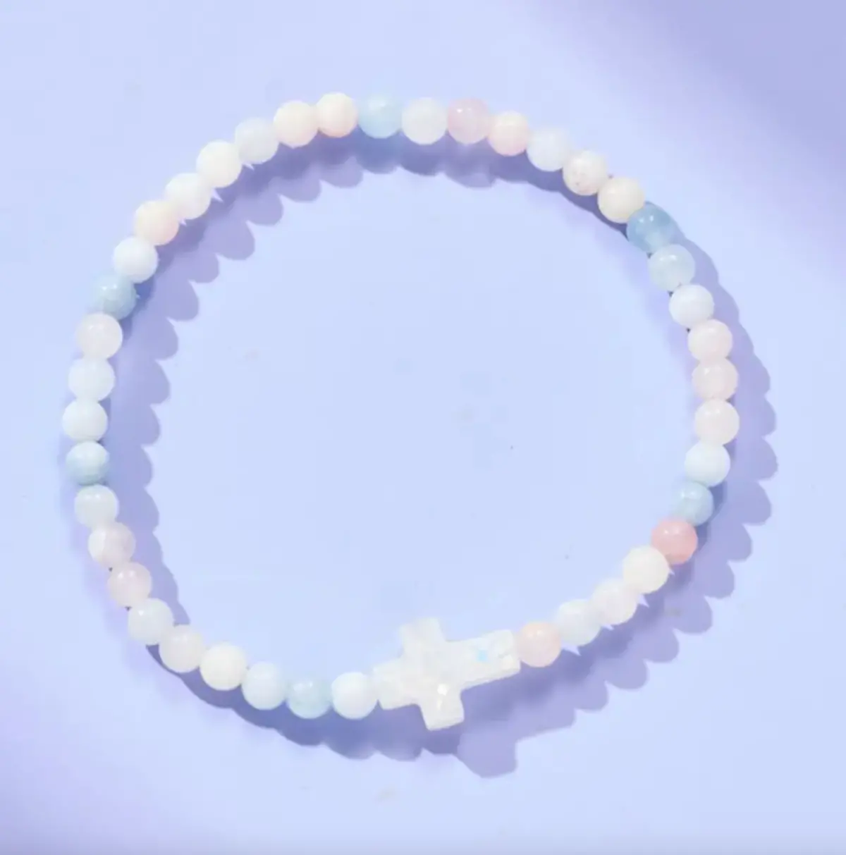 Holy Water Cross Bracelet In Morganite 1