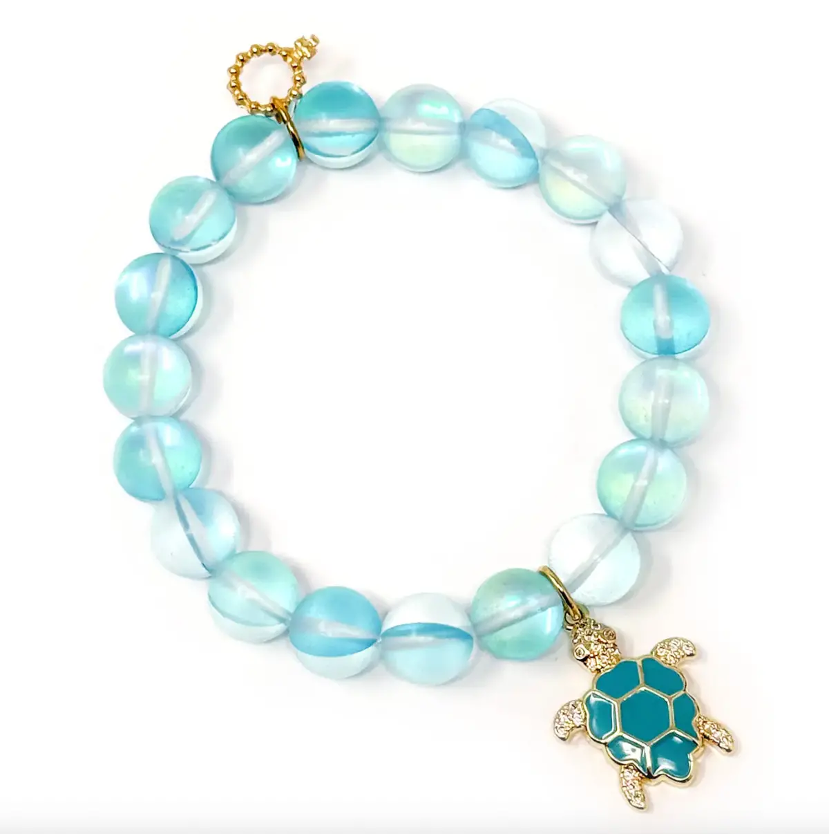10Mm Matte Capri Agate With Blue Sea Turtle 1