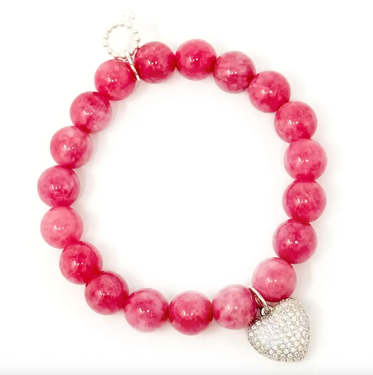 10Mm Peony Pink Agate With Pave Heart 1