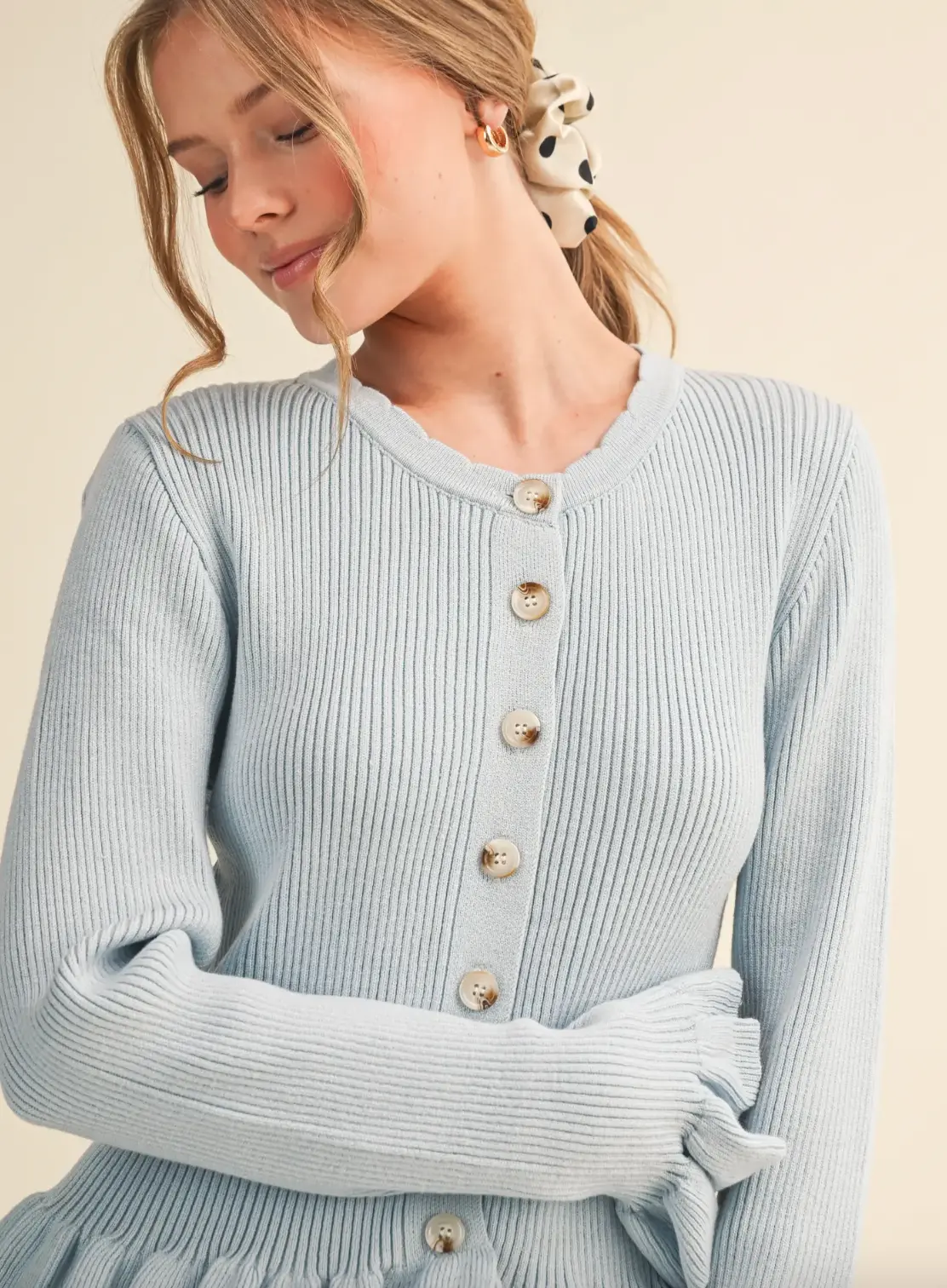 Janie Ruffle Hem Cardigan Sweater 1